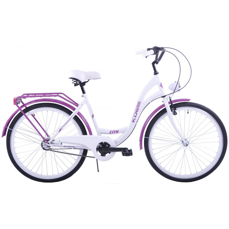 Mestský bicykel 28" Kozbike K36 3 prevodový Bielo-fialový